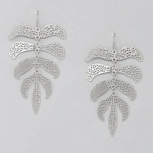 Leaf Textured Filigree Earrings