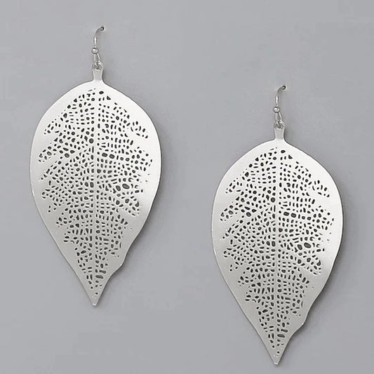 Leaf Textured Metal Earrings