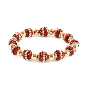 Christmas Glass Stone Pave Bead Stretch Bracelet