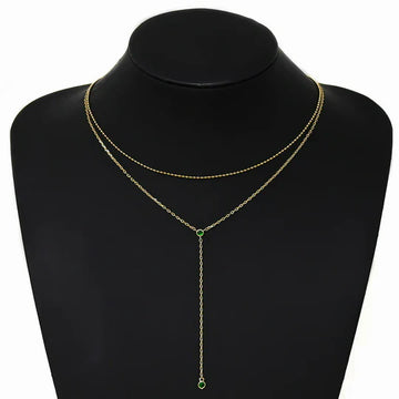 CZ Stone Layered Lariat Necklace