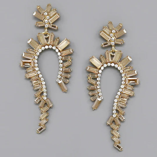 Glass Stone Pave Statement Earrings