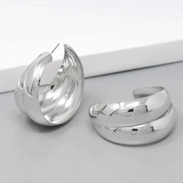 Chunky Metal Hoop Earrings