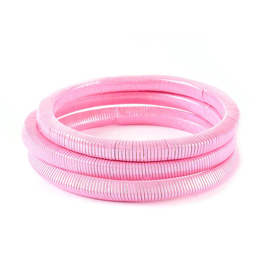 Barbie Theme Pearl Finish Metal Spring Bracelet Set