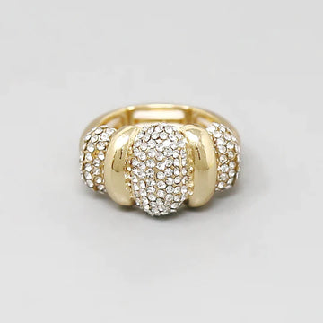 Rhinestone Pave Ribbed Stretch Ring