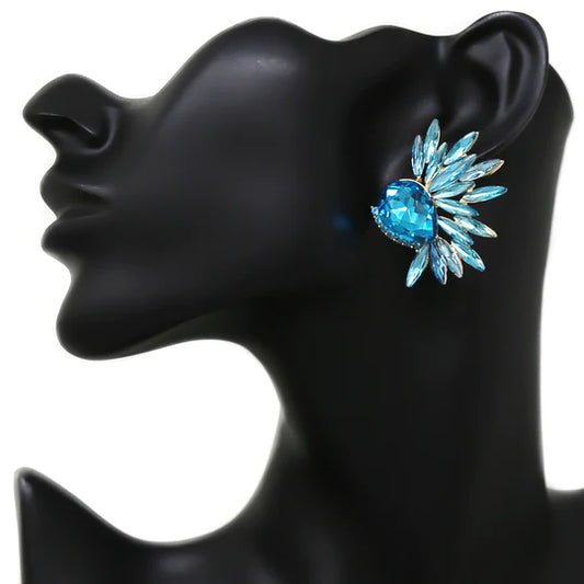 Marquise Glass Stone Cluster Statement Earrings