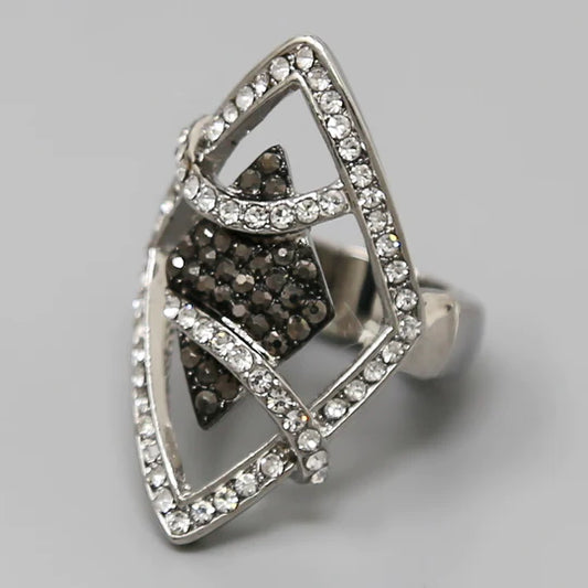 Rhombus Rhinestone Pave Stretch Ring