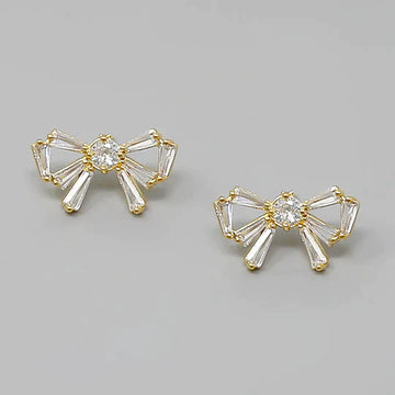 Bow CZ Pave Stud Earrings