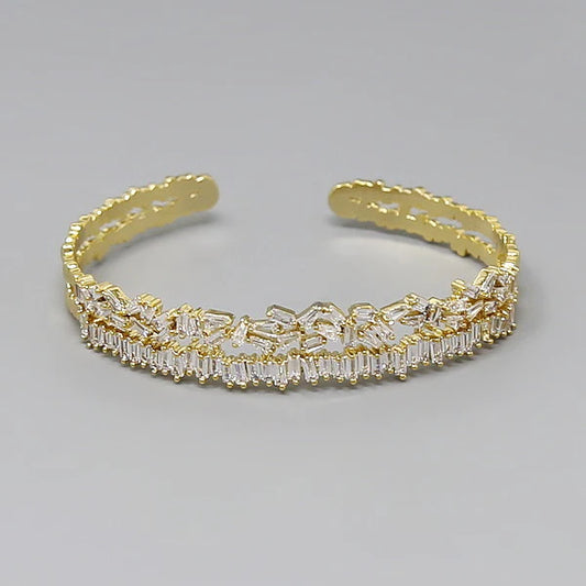 Baguette CZ Stone Embellished Cuff Bracelet