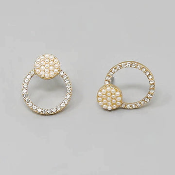 Pearl & Glass Stone Embellished Door Knob Earrings