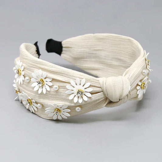 Flower & Pearl Embellished Shiny Headband