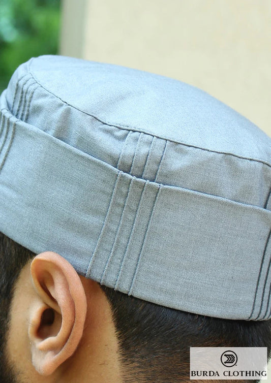 LIGHT GREY FOLDED KUFI