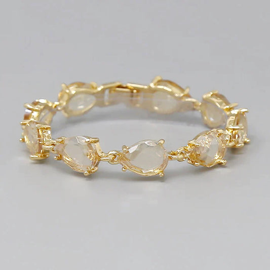 Teardrop Faceted Glass Stone Statement Bracelet