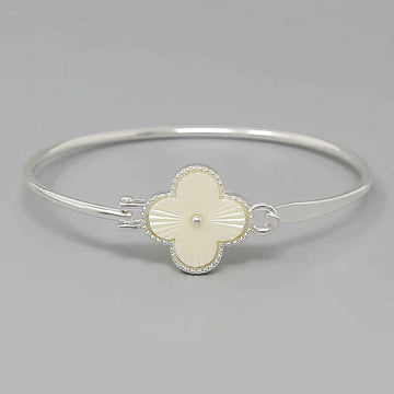 Quatrefoil Charm Skinny Bangle Bracelet