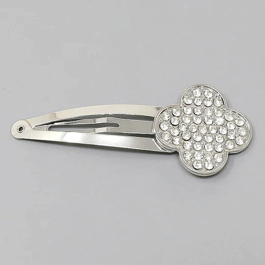 Quatrefoil Glass Stone Pave Snap Clip