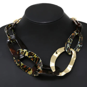 Oval Acetate Link Statement Necklace